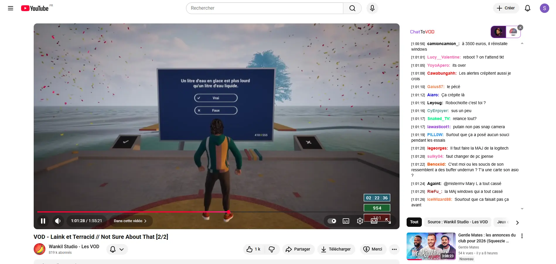 Capture : ChatToVOD en mode cinéma / plein écran